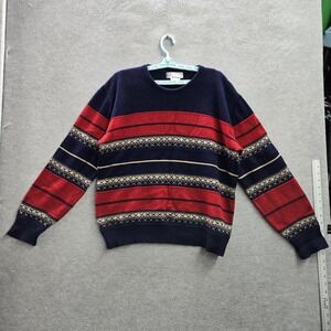 VINTAGE Squaw Valley Originals By Pebble Beach Men Sweater‎ XL Navy Striped 70s